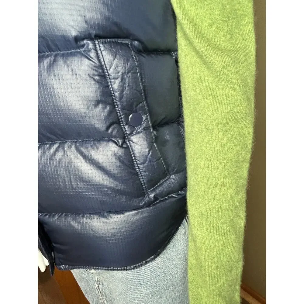 J. Crew Down Puffer Vest Shiny Navy Snap Up Zip Size Womens XS - Picture 6 of 11